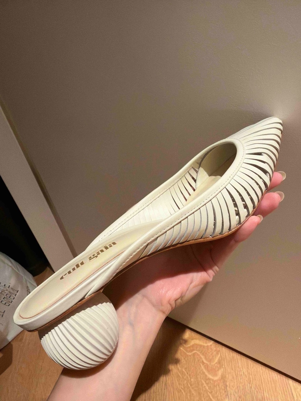 cult gaia Cream Sculptural Cutout Pointed Mule